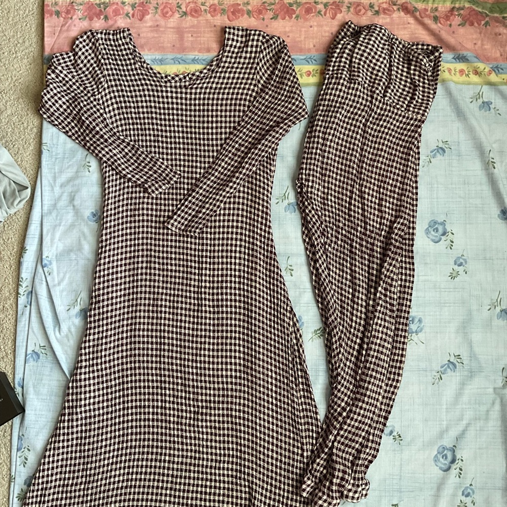 Brown and White Gingham Salwar